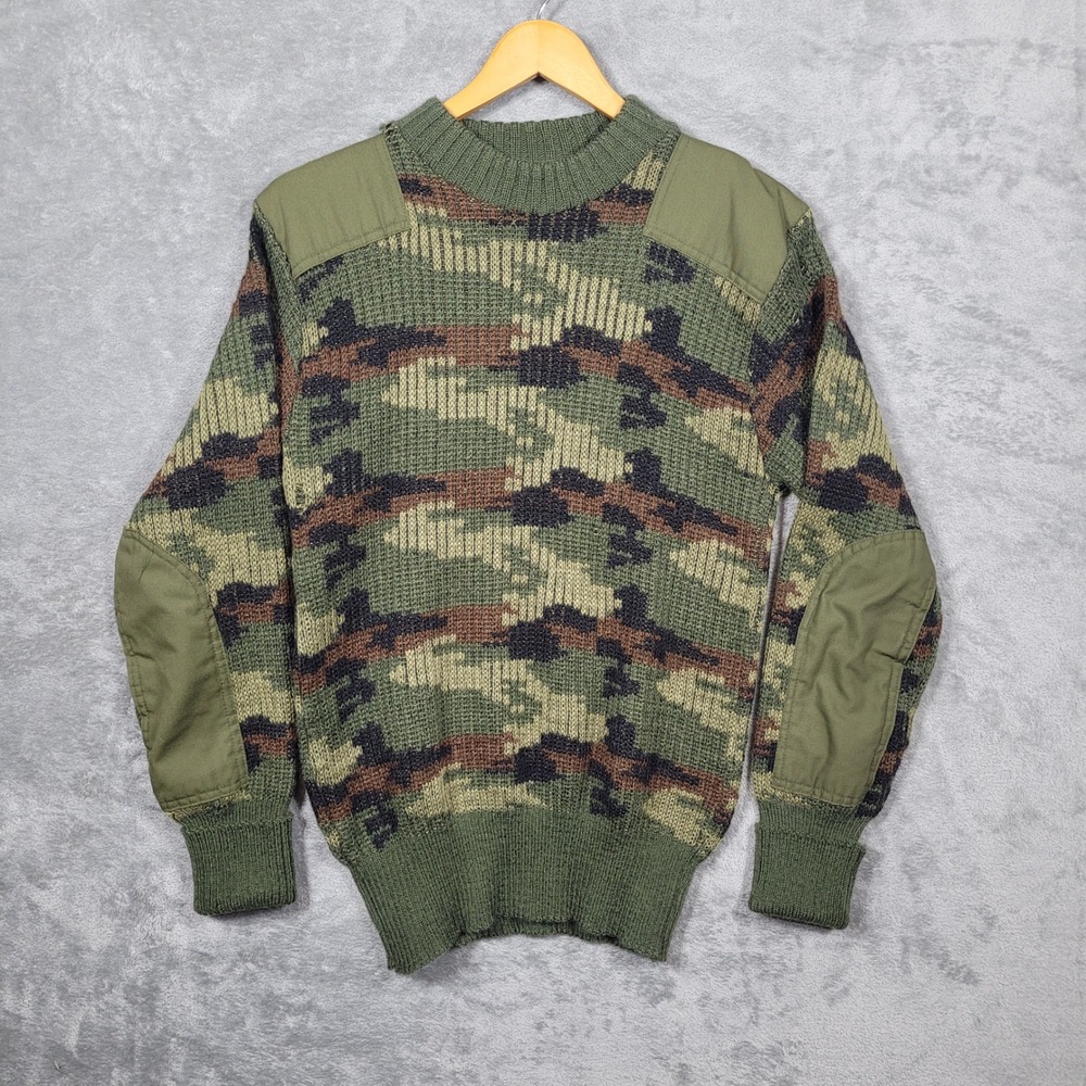 Vintage Dakota Corporation Sweater Mens 4 Small Green Camo Wool Military UK Made